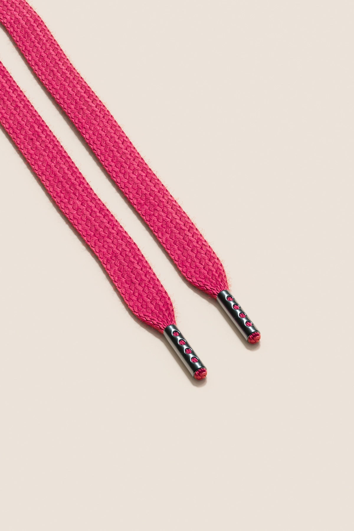 Senkels Cerise Pink Sneaker Shoelaces with Black Nickel Aglets