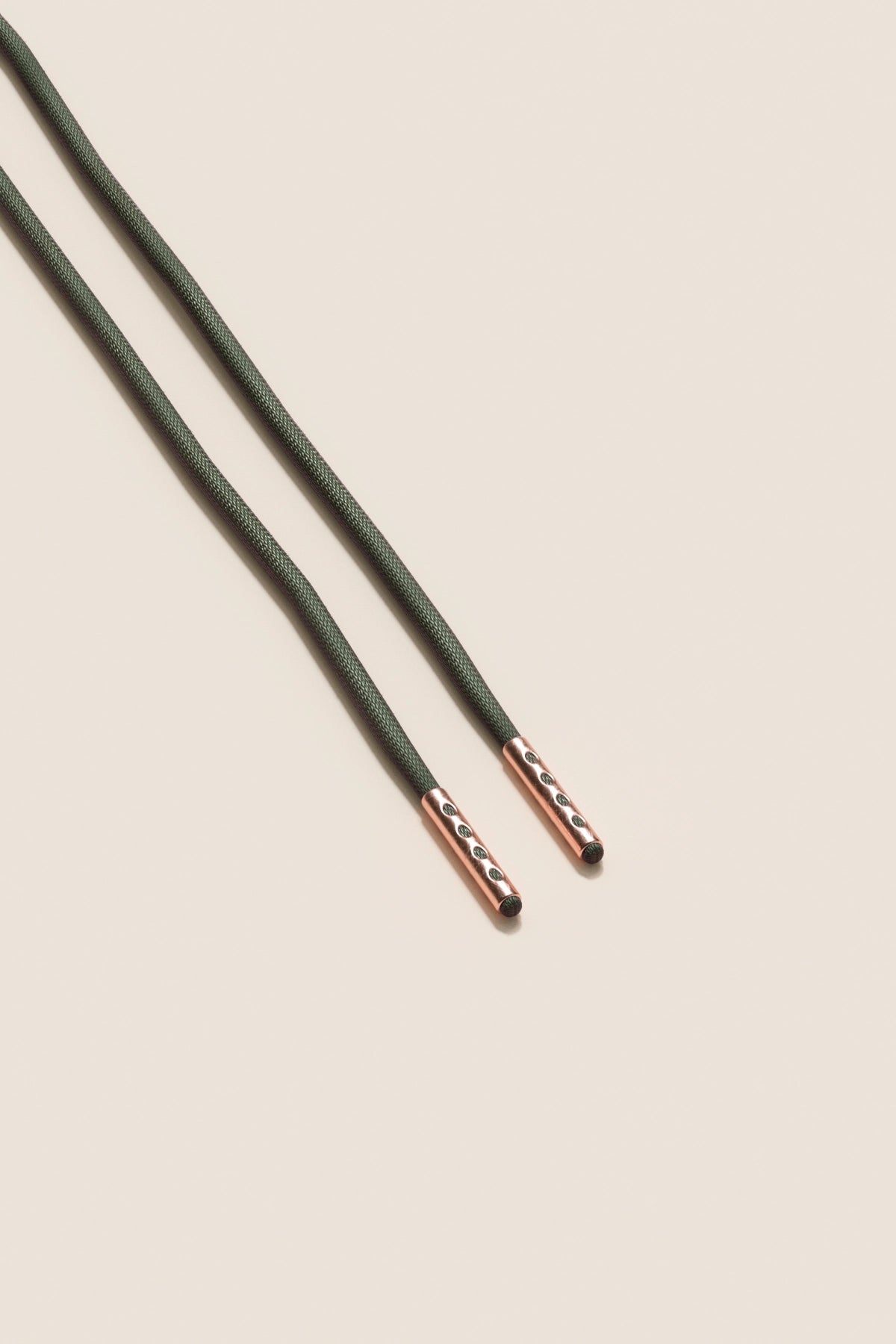 Senkels Olive Green 2.5mm Round Waxed Shoelaces with Rose Gold Aglets