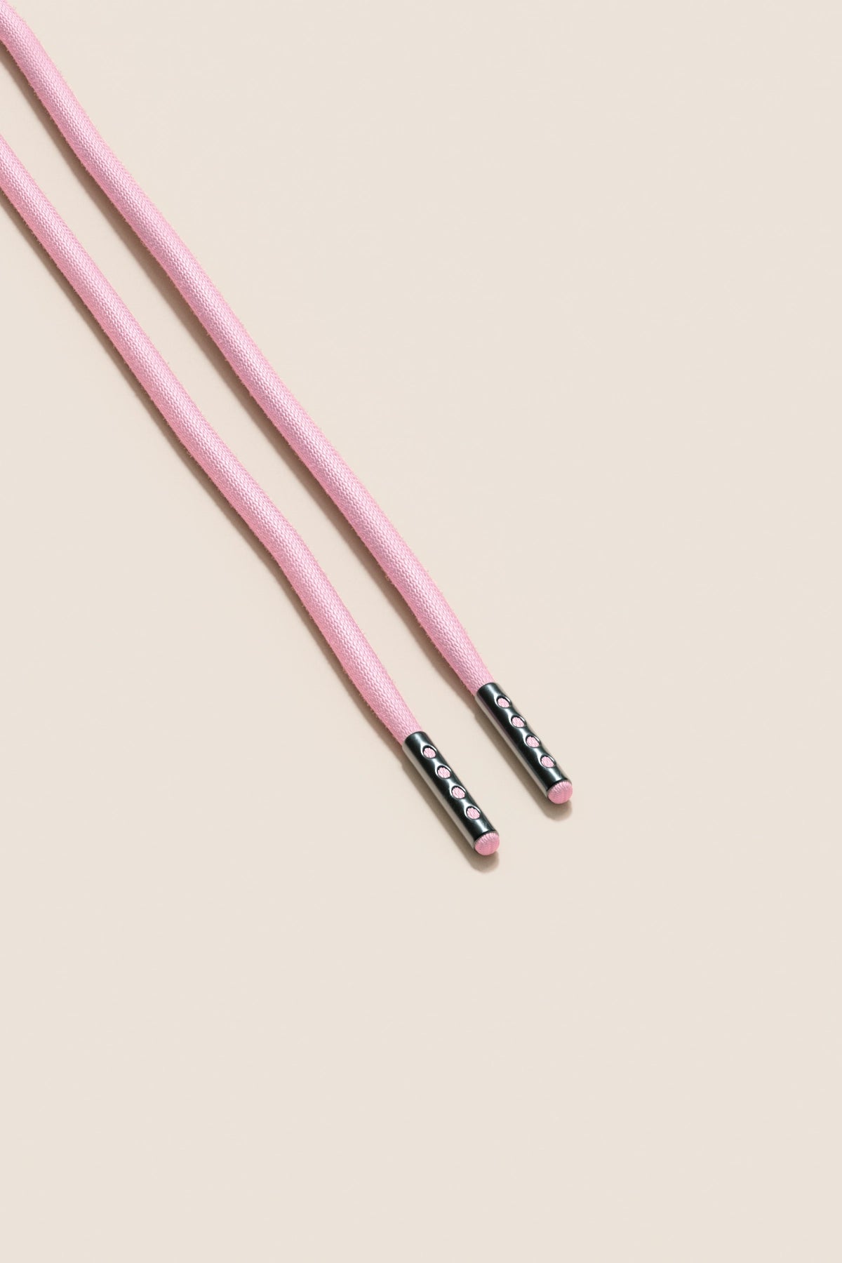 Senkels Pastel Pink 4mm Round Waxed Shoelaces with Black Nickel Aglets