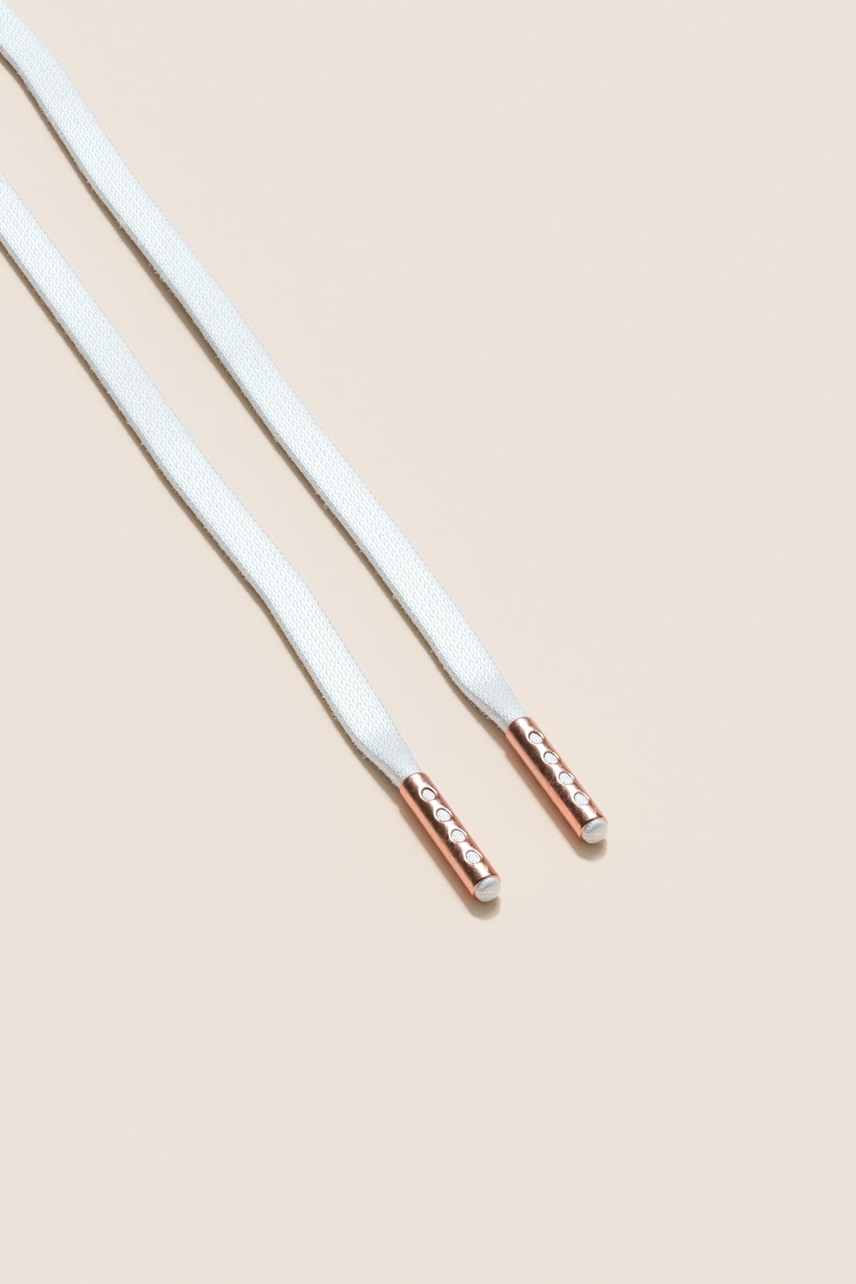 Senkels White 3mm Flat Waxed Shoelaces with Rose Gold Aglets