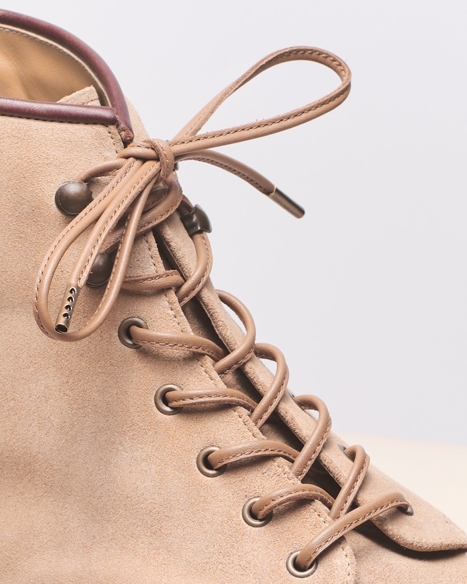 Saddle Brown - 4mm Stitched Leather Shoelaces