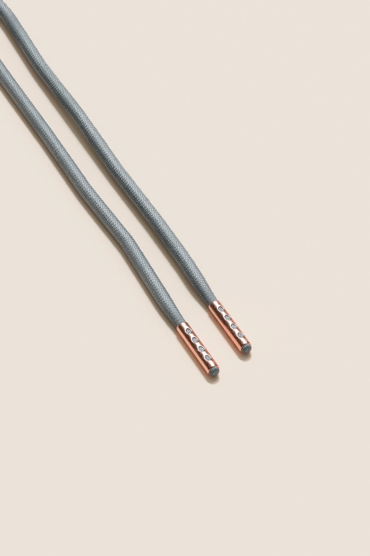 Senkels Aluminium Grey 4mm Round Waxed Shoelaces with Rose Gold Aglets