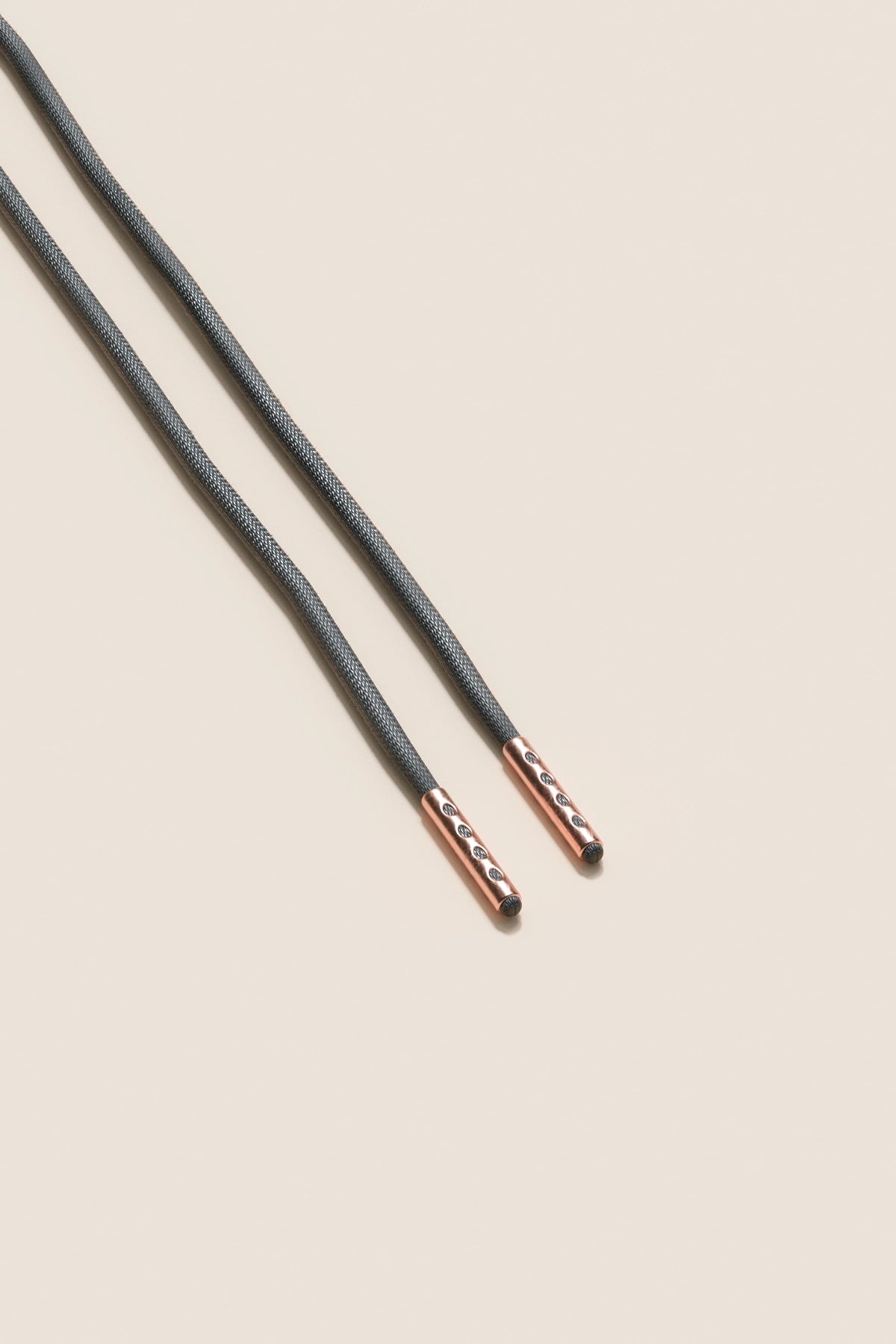 Senkels Charcoal 2.5mm Round Waxed Shoelaces with Rose Gold Aglets