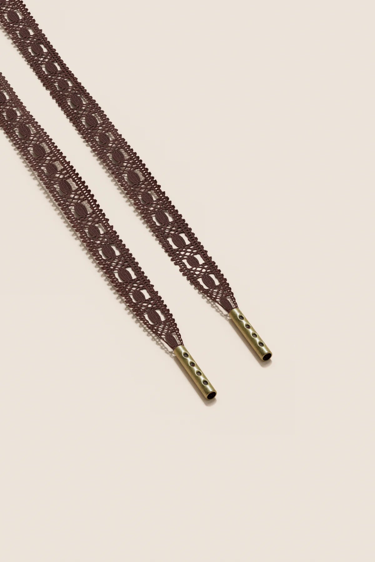 Senkels Chocolate Brown Crochet Shoelaces with Brass Aglets