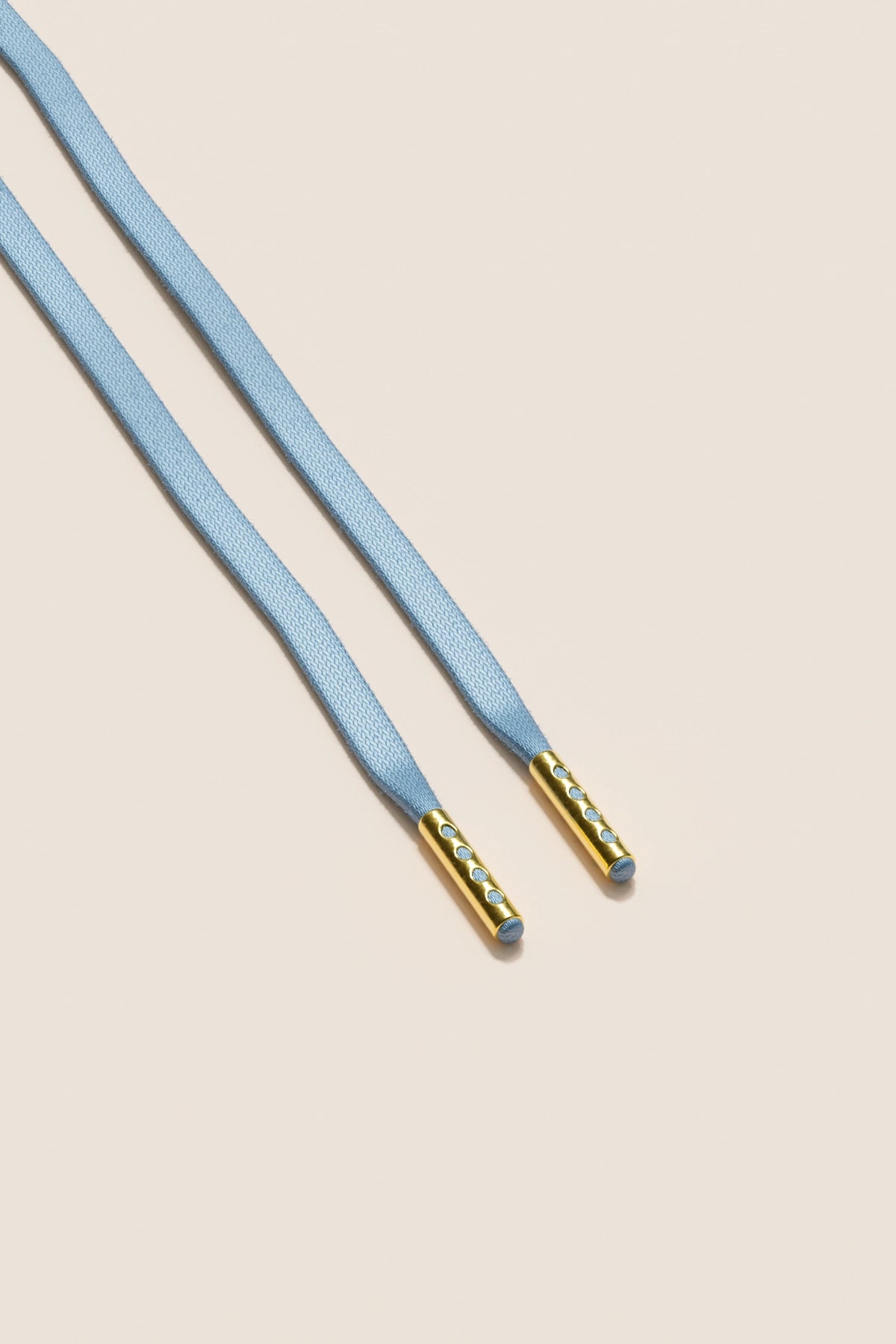 Senkels Light Blue 3mm Flat Waxed Shoelaces with Gold Aglets