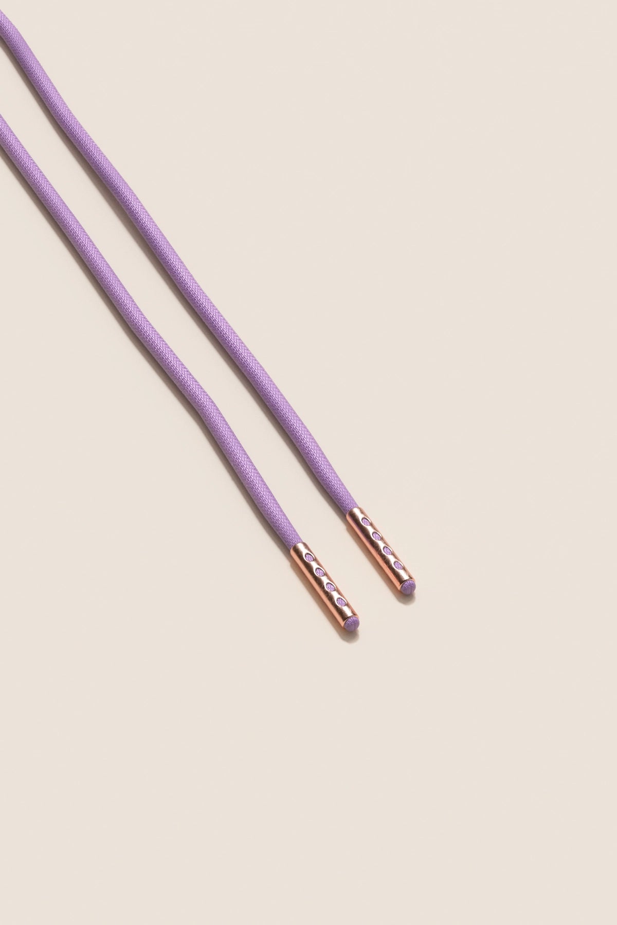 Senkels Lilac 2.5mm Round Waxed Shoelaces with Rose Gold Aglets