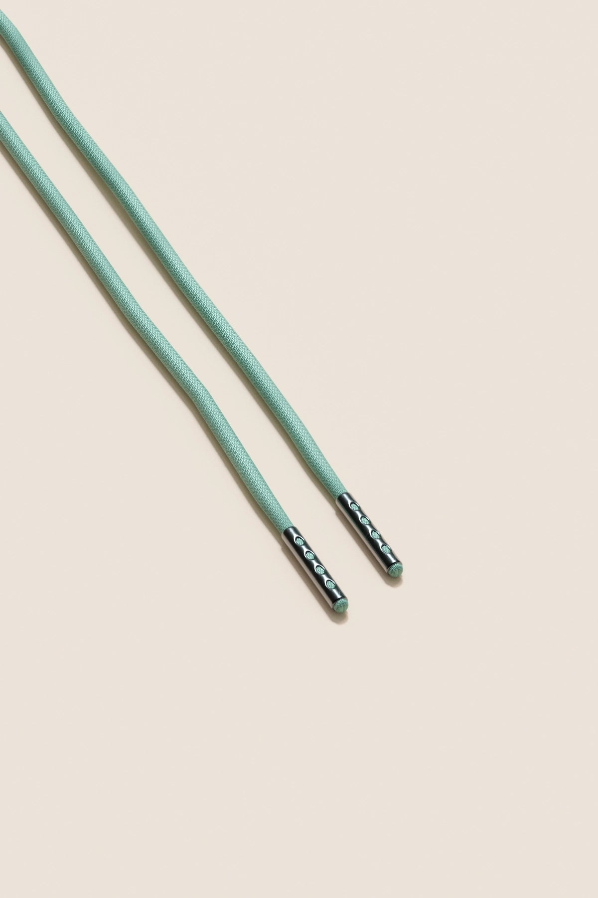 Senkels Mint Green 2.5mm Round Waxed Shoelaces with Black Nickel Aglets